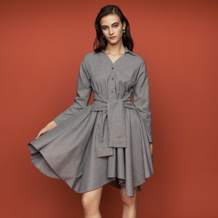 Maje Shirt Dress In Houndstooth Print