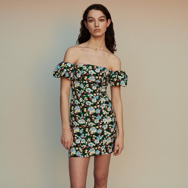 Maje Floral Off-the-shoulder Dress