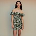 Maje Floral Off-the-shoulder Dress