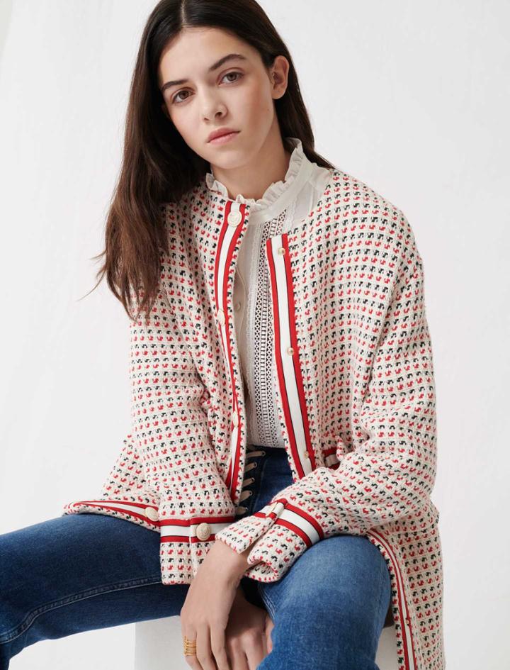 Maje Short Preppy Tweed-style Coat