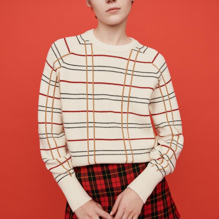 Maje Plaid Jacquard Sweater