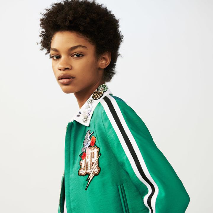 Maje Cropped Jacket With Bejeweled Collar