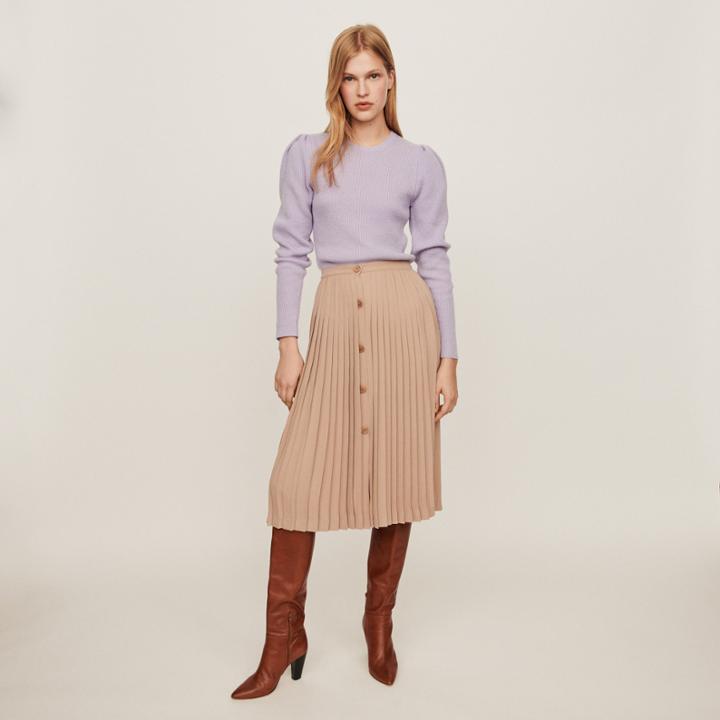 Maje Pleated Skirt With Buttons