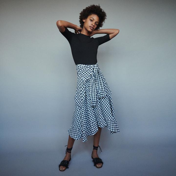 Maje Bimaterial Midi Dress