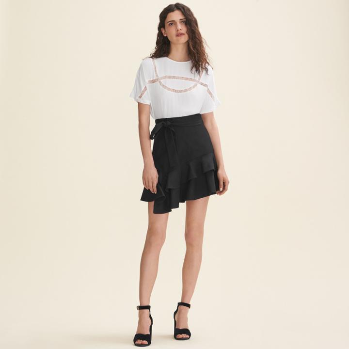 Maje Floaty T-shirt With Lace