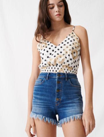 Maje Fringed Denim Shorts