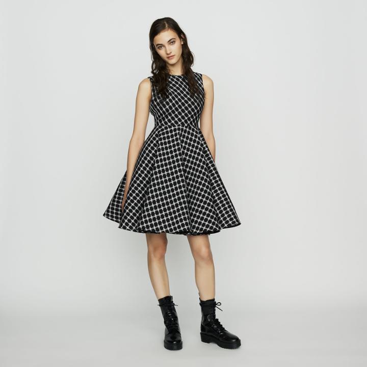 Maje Sleeveless Plaid Skater Dress