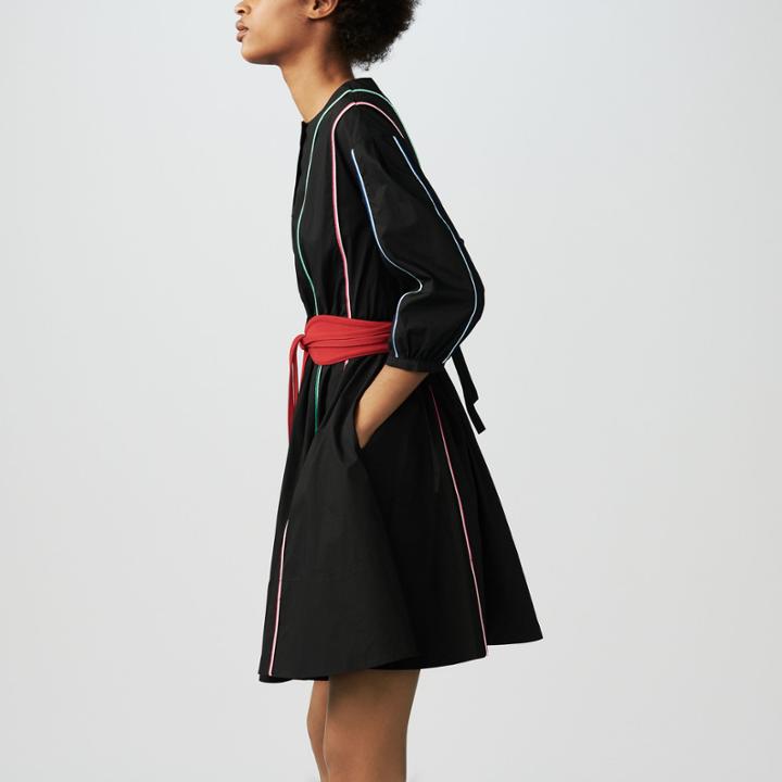 Maje Cotton Canvas Dress With Piping
