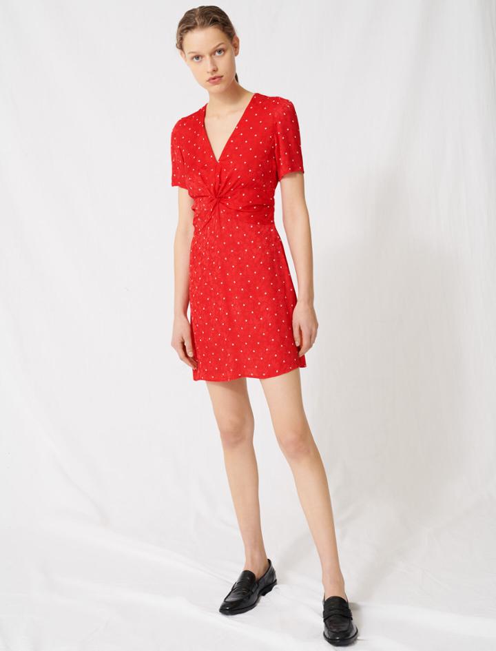 Maje Polka Dot Jacquard Dress