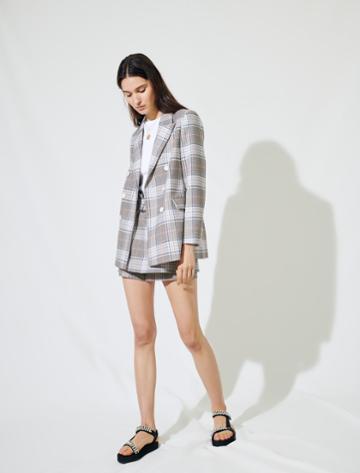 Maje Checked Double-breasted Blazer