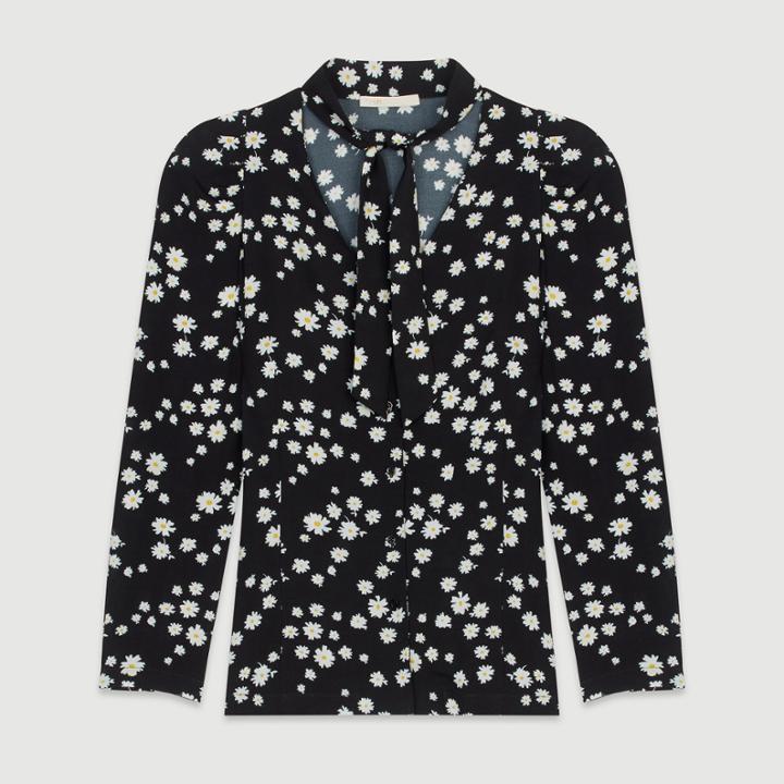 Maje Printed Shirt With Lavalier