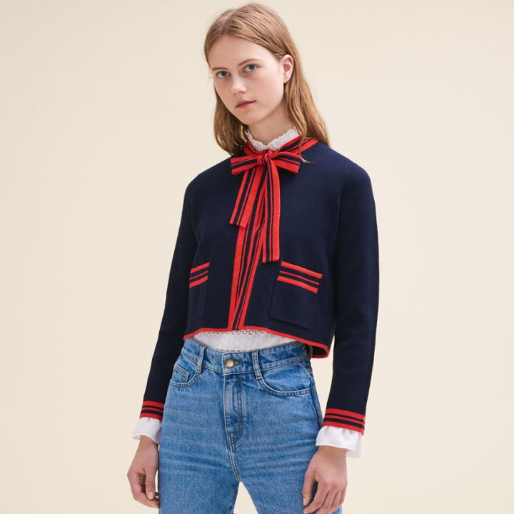 Maje Short Two-tone Cardigan