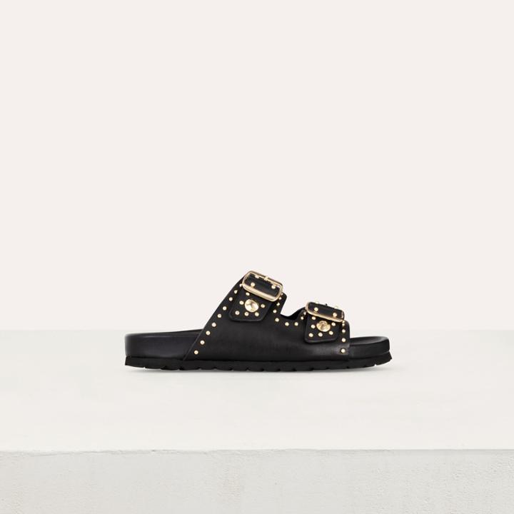 Maje Leather Sandals Decorated With Studs