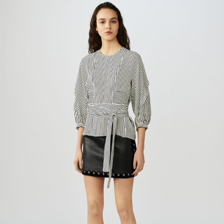 Maje Smocked Striped Top