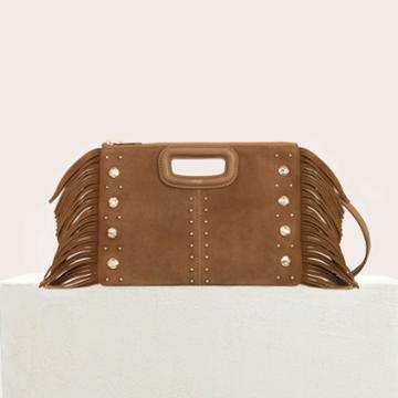 Maje M Duo Clutch In Suede With Studs