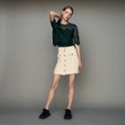 Maje Top In Crepe And Lace