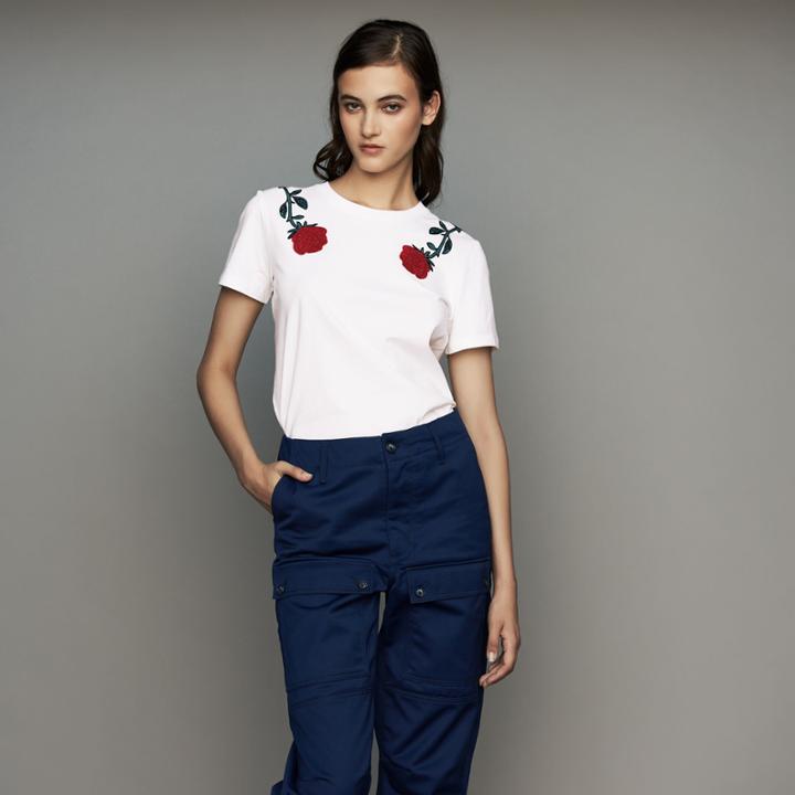 Maje Cotton Embroidered T-shirt