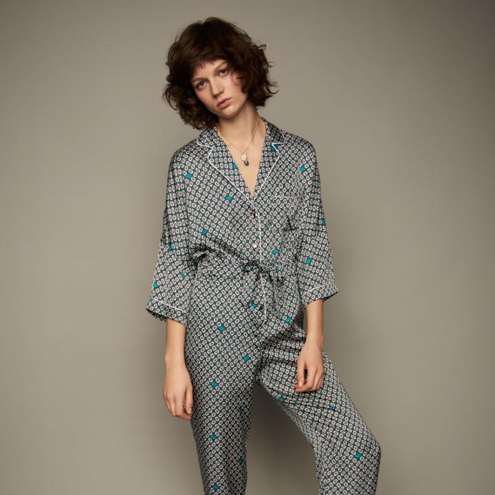 Maje Printed Satin Jumpsuit