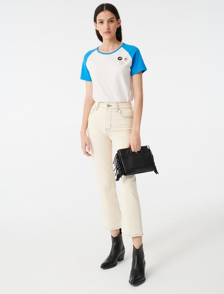 Maje Straight Leg Jeans With Topstitching