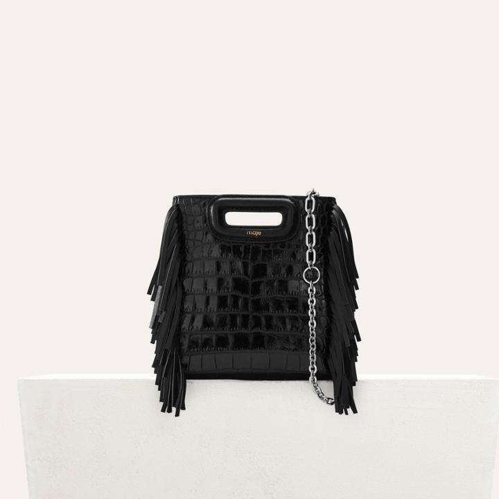Maje Mini M Bag In Crocodile With Chain