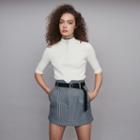 Maje Short Belted Plaid Skirt