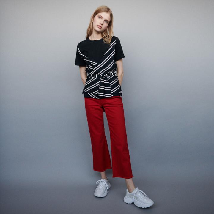Maje Top With Double-material Inset