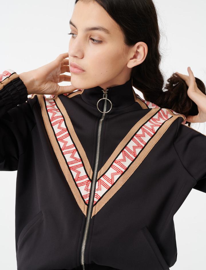 Maje Zip Sweatshirt With Contrasting Bands