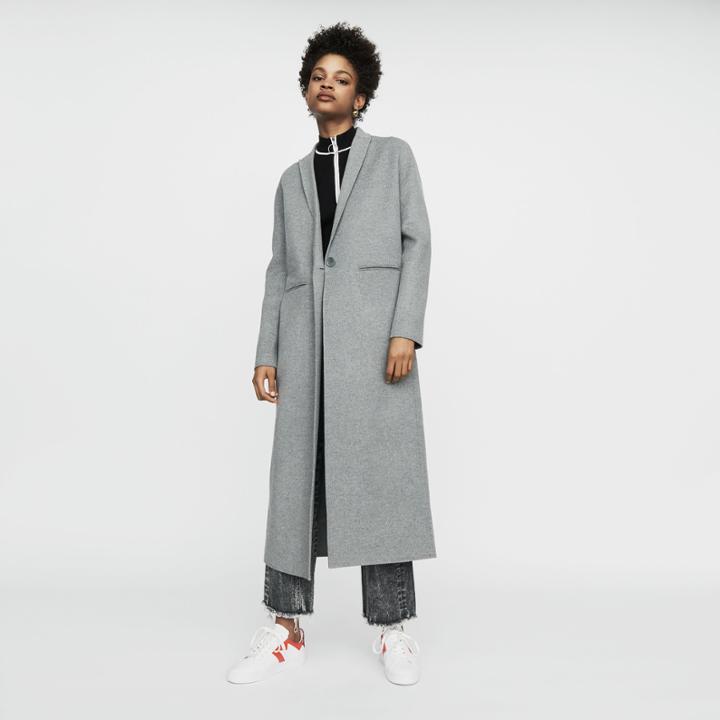 Maje Long Coat In Double-faced Wool