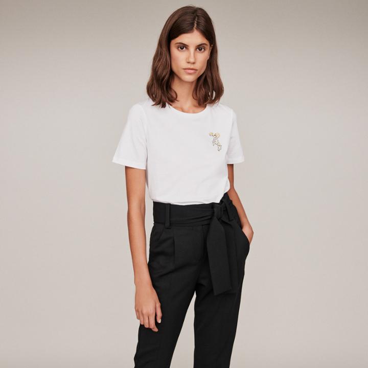 Maje Aries Rhinestone Embroidered T-shirt