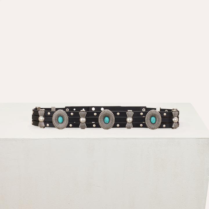 Maje High-waisted Leather Belt With Studs