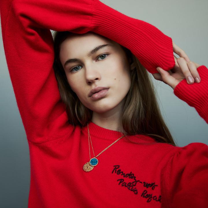 Maje Embroidered Knit Sweater
