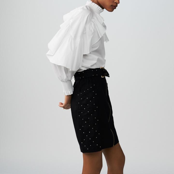 Maje Short Skirt With Studs And Embroidery