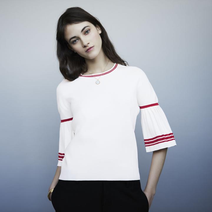Maje Fine-knit Sweater With Pleated Sleeves