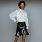 Maje Asymmetric Skirt In Patent Leather