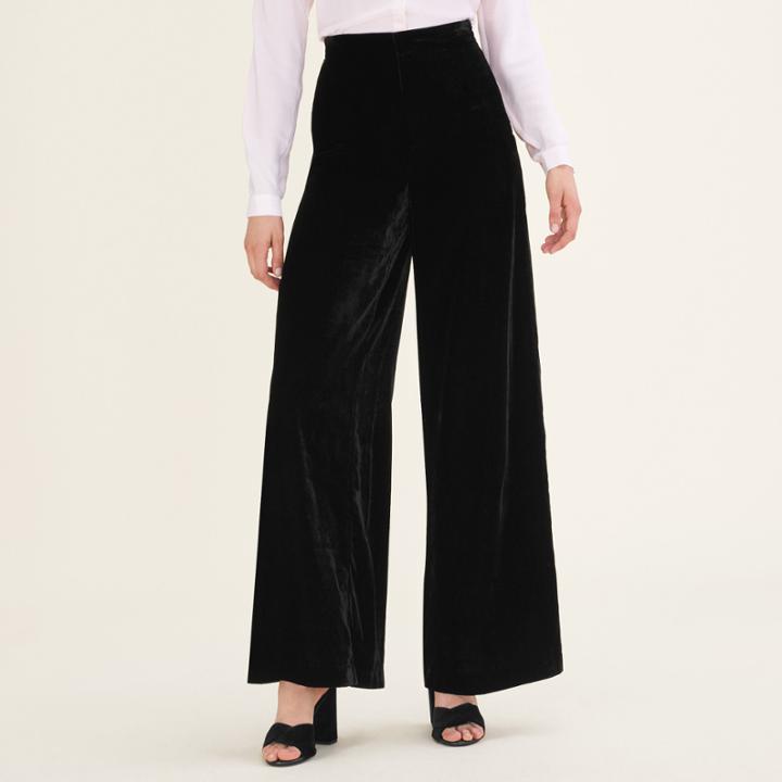 Maje Wide-leg Velvet Trousers