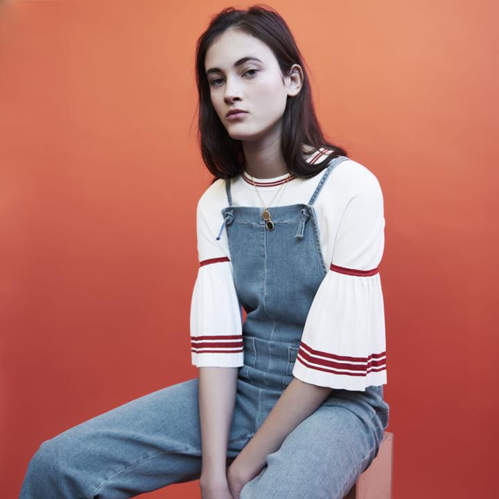 Maje Denim Overalls With Thin Tie-straps