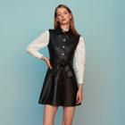 Maje Sleeveless Leather Shirt Dress