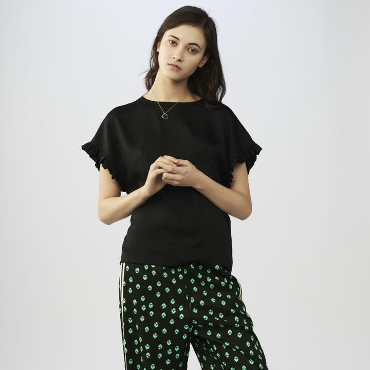 Maje Oversized T-shirt With Flounce Sleeves