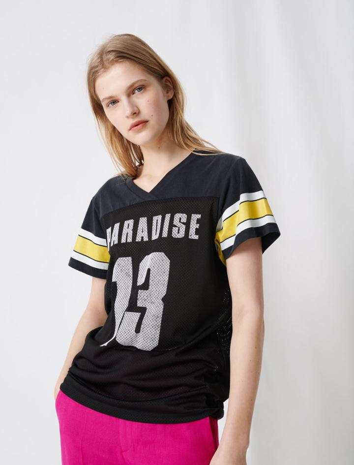 Maje Sports Jersey-style T-shirt