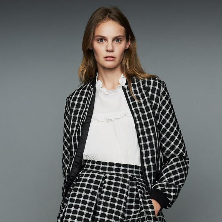 Maje Plaid Bomber