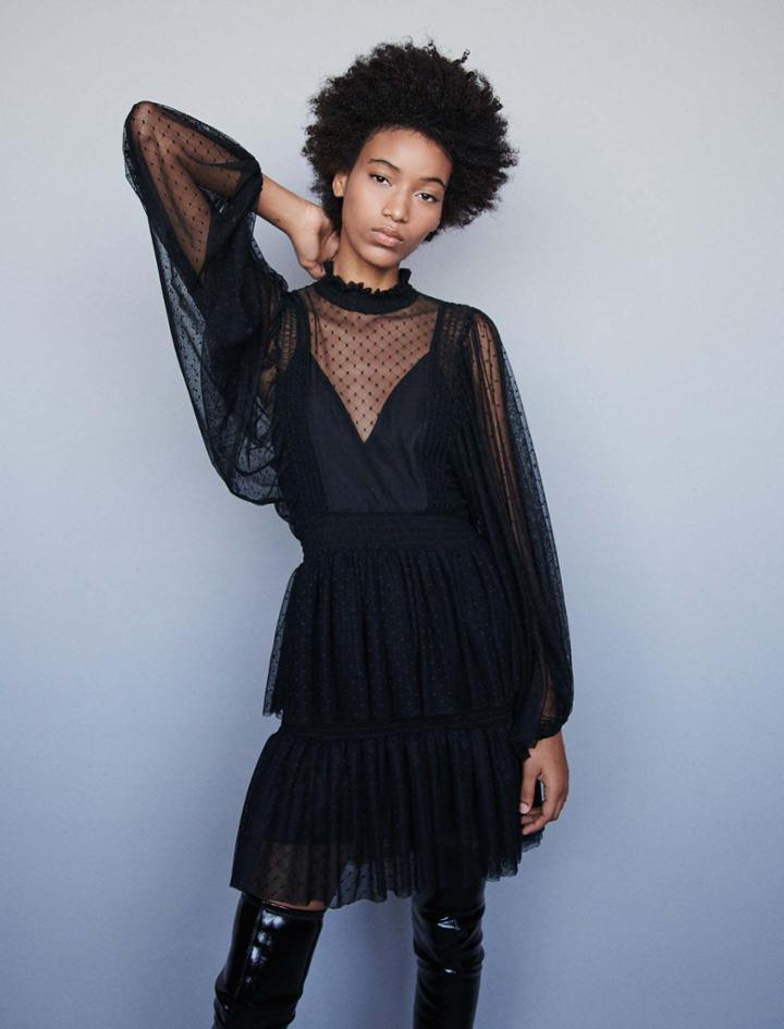 Maje Swiss-dot Tulle Dress With Ruffles