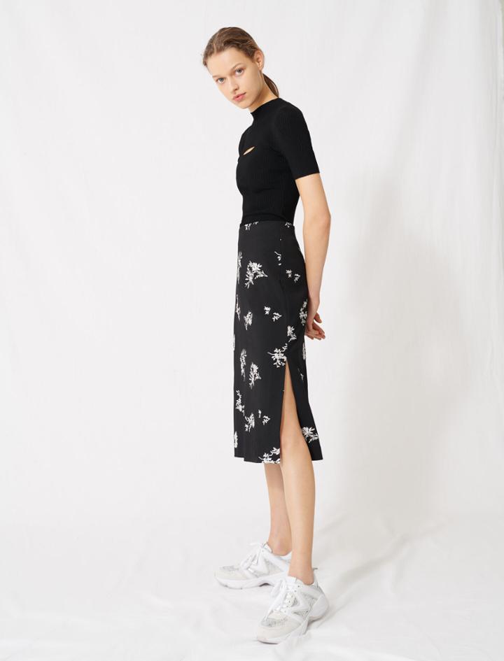 Maje Midi Skirt In Embroidered Crpe
