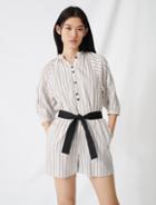 Maje Belted Pinstriped Jumpsuit
