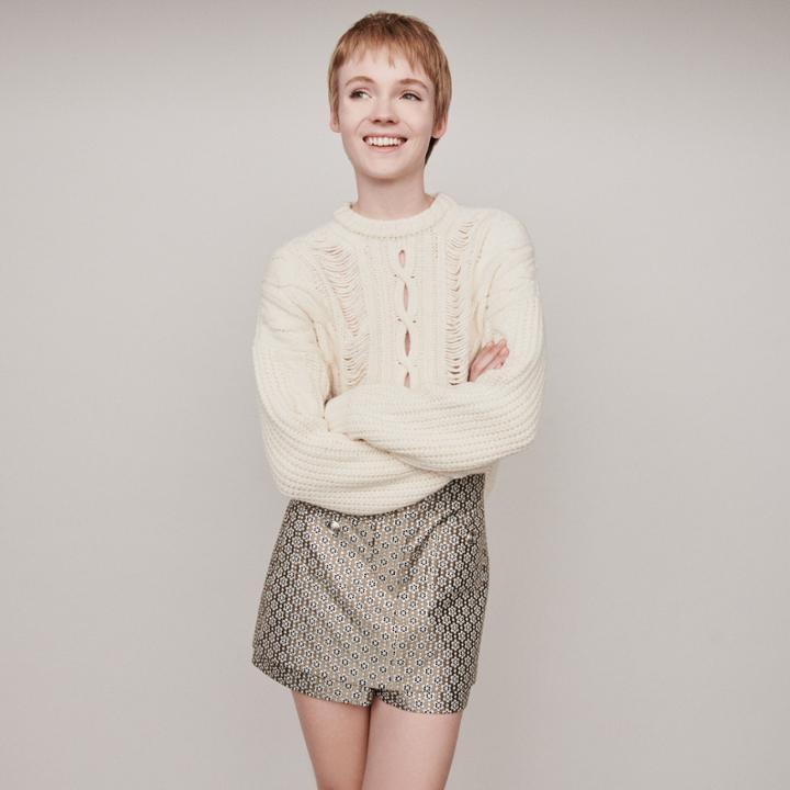 Maje Lurex Jacquard Trompe-l'oeil Shorts