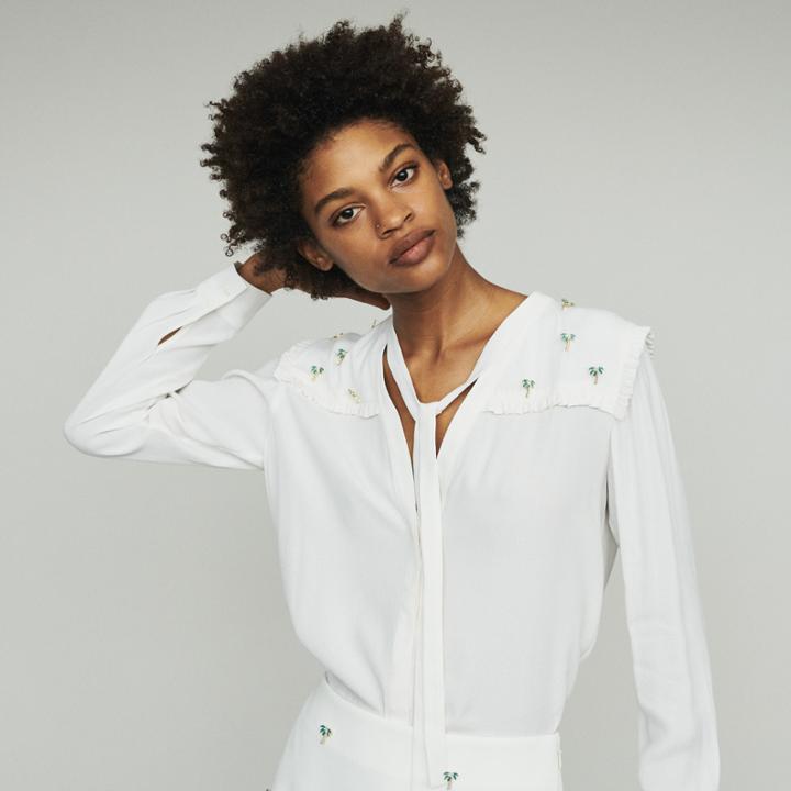 Maje Crepe Blouse With Palm Jewels