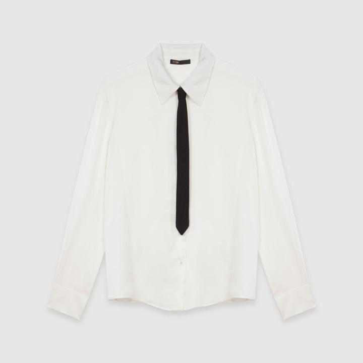 Maje Satin Shirt With Contrast Tie