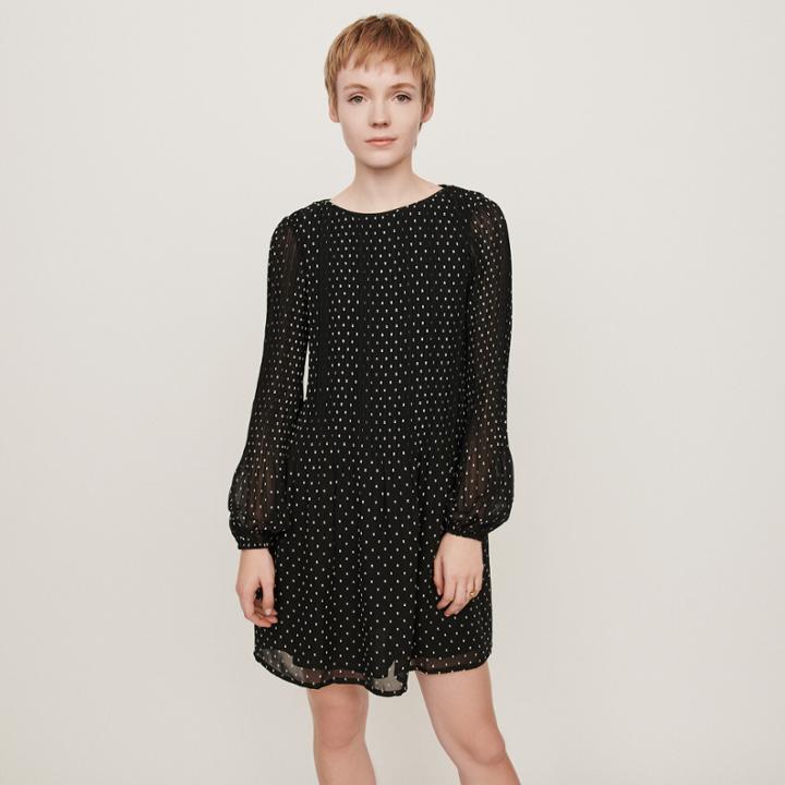 Maje Pleatedand Embroidered Dress