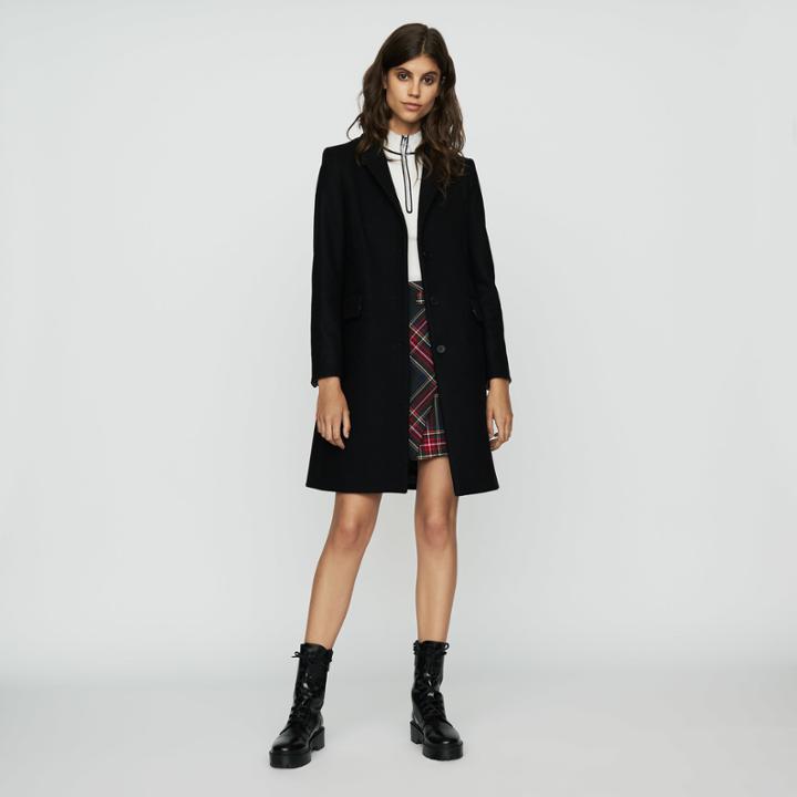 Maje Straight Coat In Virgin Wool