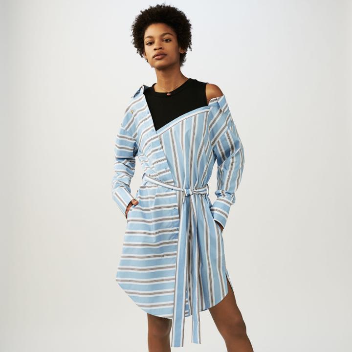 Maje Striped Dress With T-shirt Plain Color