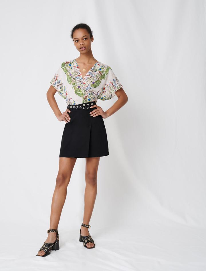 Maje Wrap Mini Skirt With Eyelets